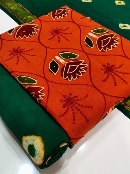 Gold Kalamkari Wax Batik Suite