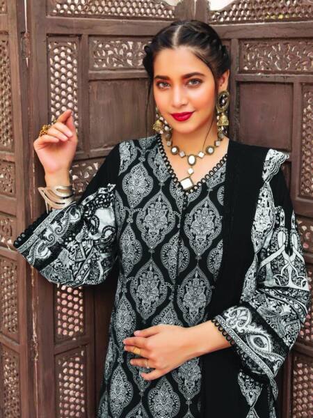 Mishri Black and White Cotton Printed Dress