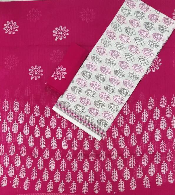Block Print Dress Material White Dress Main